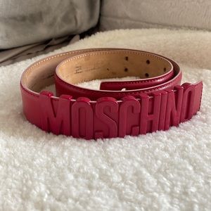 Moschino Cherry Red Leather Belt